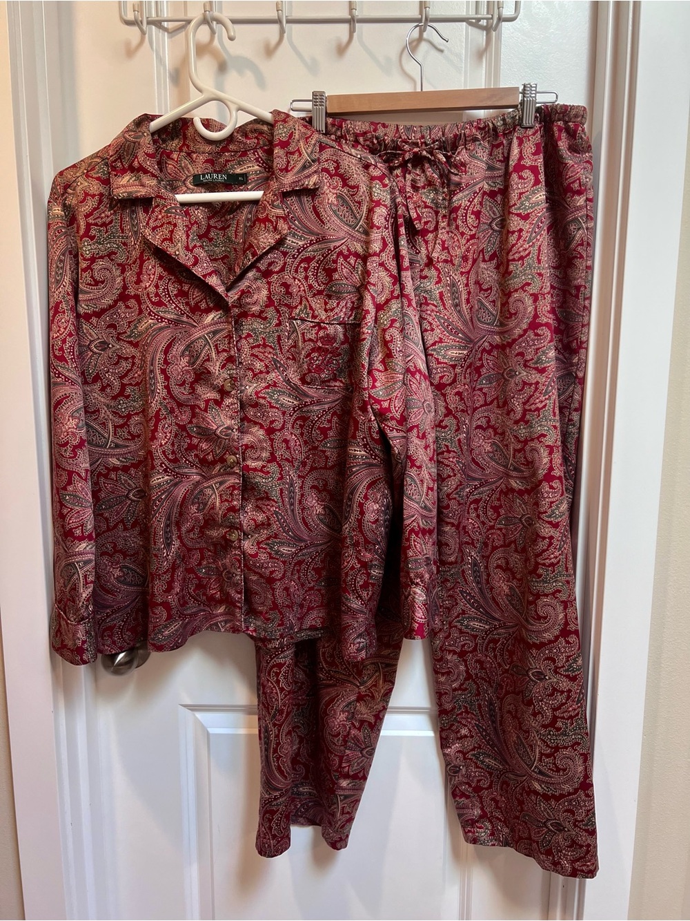 Ralph Lauren Paisley Pajama Set Burgundy Rust Old Money Quiet Luxury High End - Picture 2 of 10